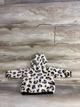 Little Me Sherpa Leopard Print Full Zip Jacket Beige sz 6m