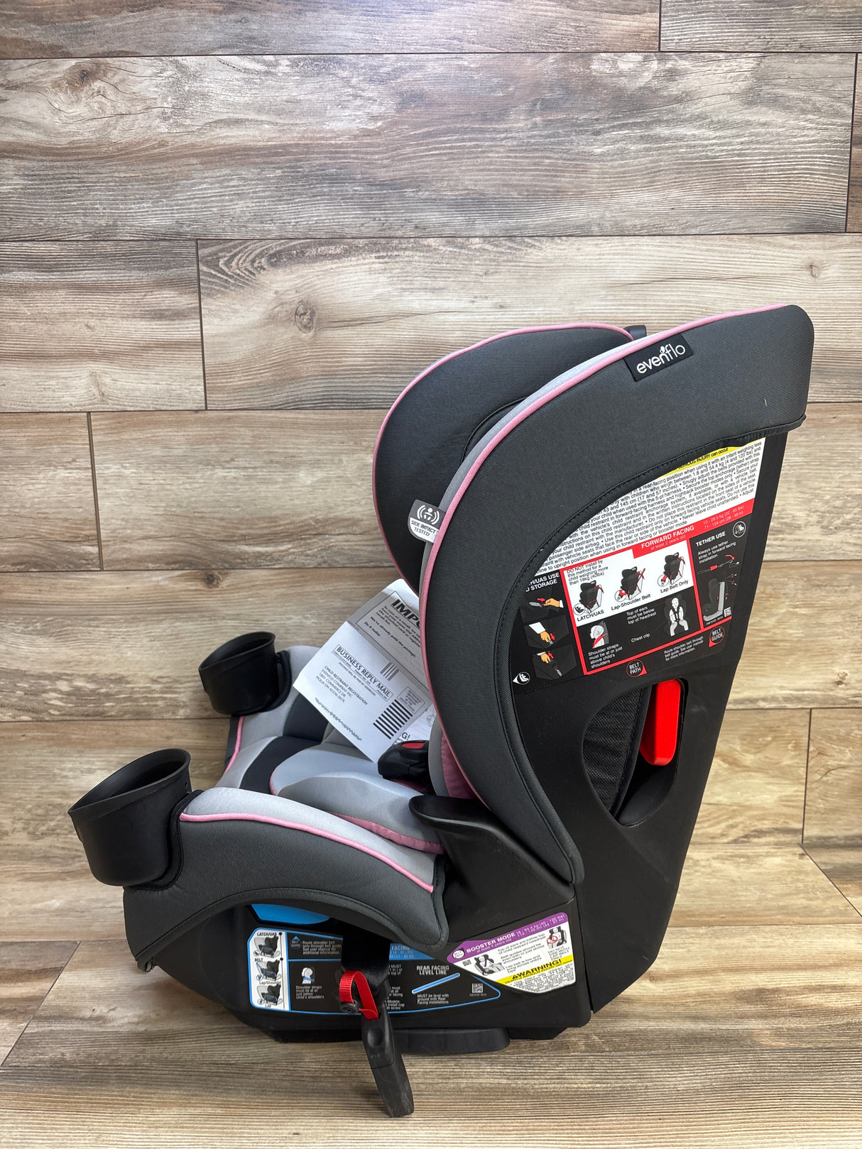 NEW Evenflo EveryKid All-in-One High-Back Booster Car Seat, Soft Pink 4-120lbs