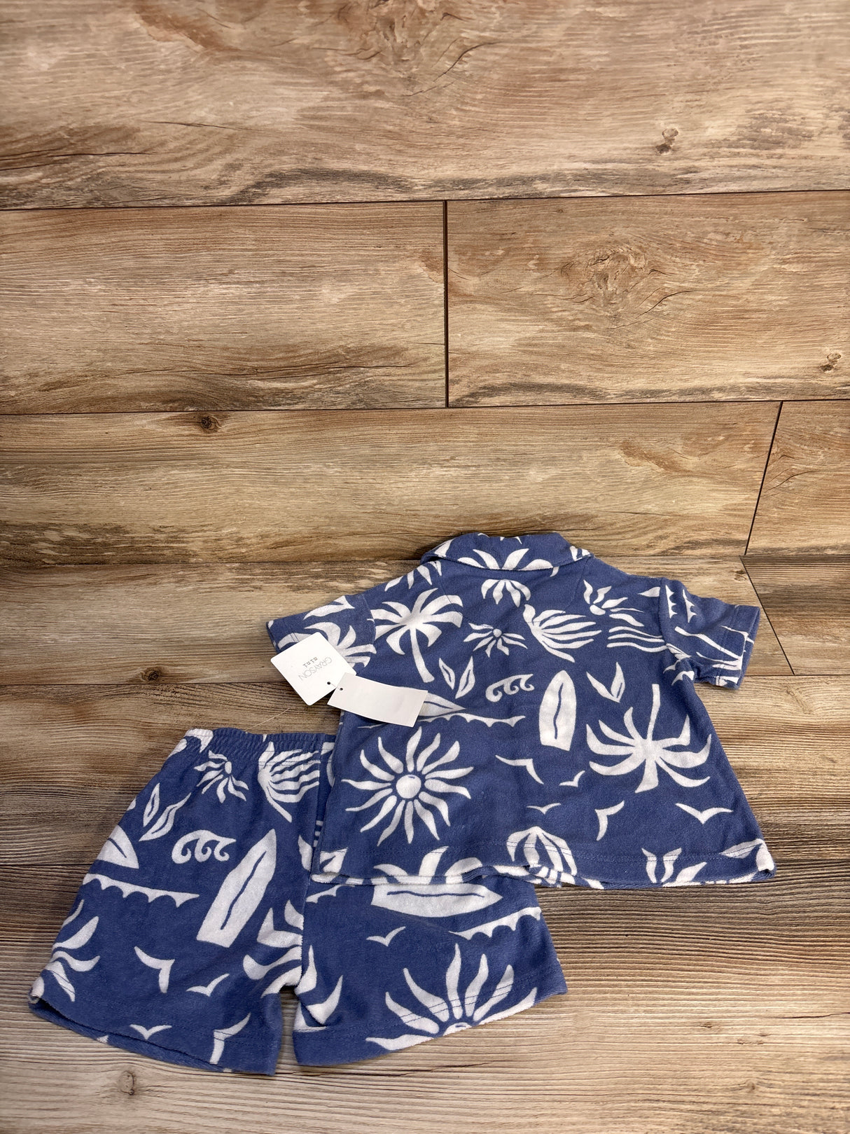 NEW Grayson Mini 2pc Textured Woven Shirt & Shorts Set Blue sz 3T
