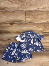 NEW Grayson Mini 2pc Textured Woven Shirt & Shorts Set Blue sz 3T