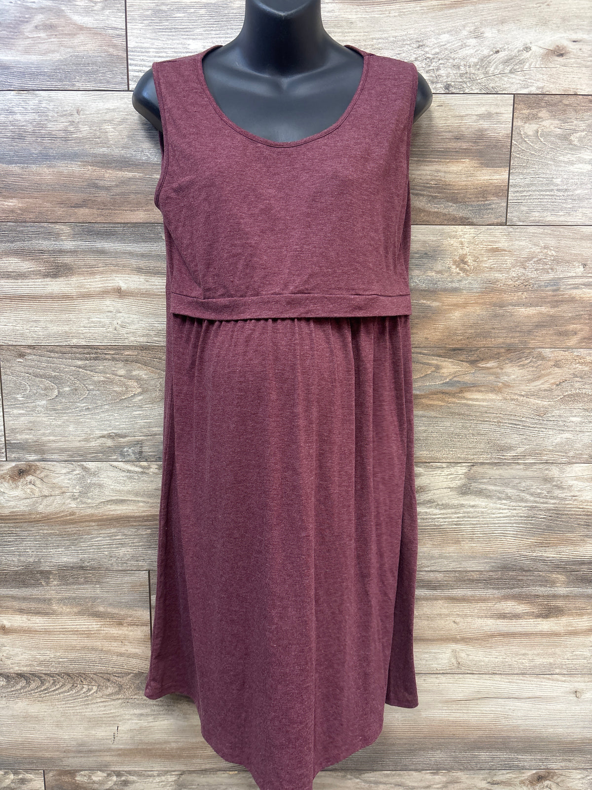 Plussiva Maternity Sleeveless Nursing Dress Maroon sz XL