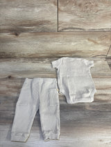 Liam & James 2pc Ribbed Turtle Bodysuit Set Beige sz 3-6m