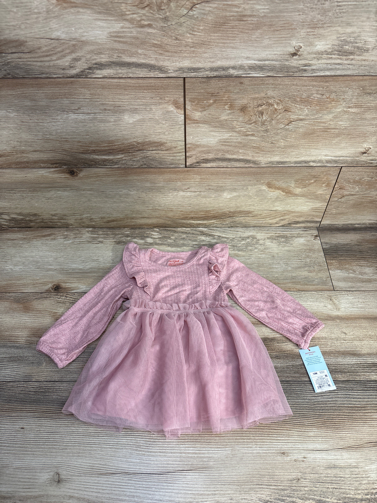 NEW Cat & Jack Ruffled Tulle Dress Pink sz 12m