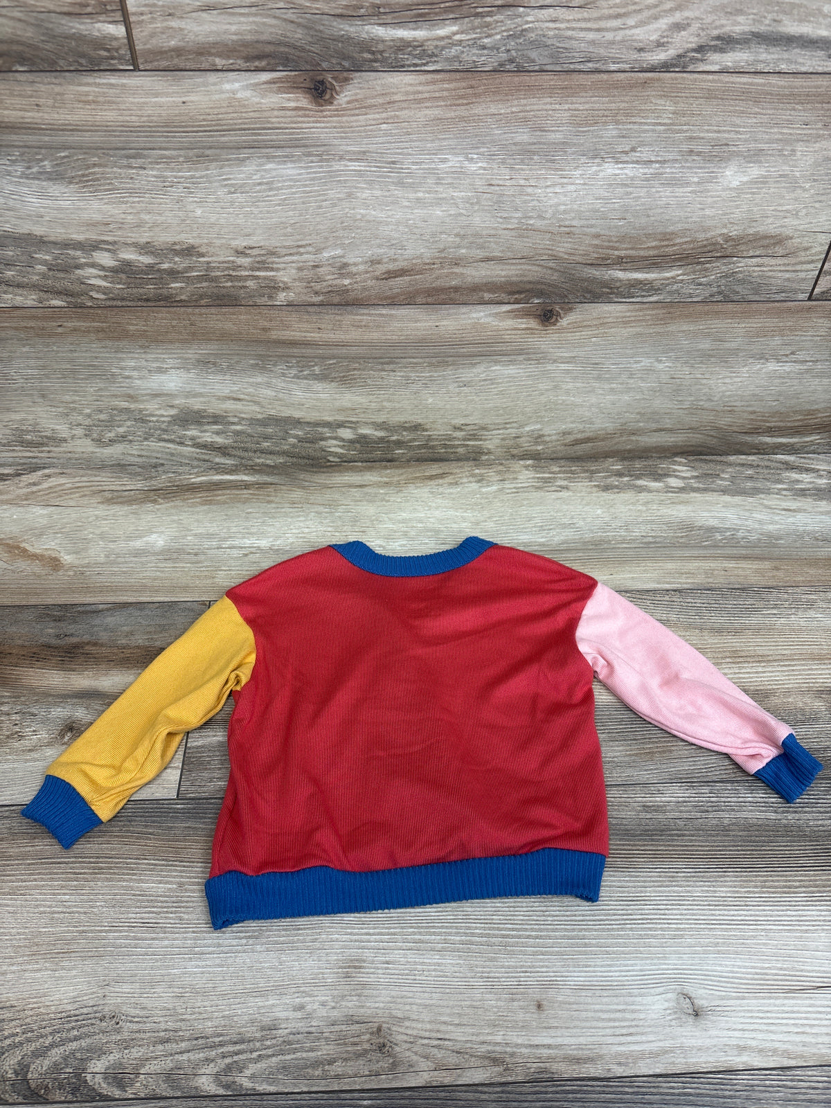 Disney Junior Minnie Mouse Color Block Button-Up Cardigan Sweater Red sz 12m