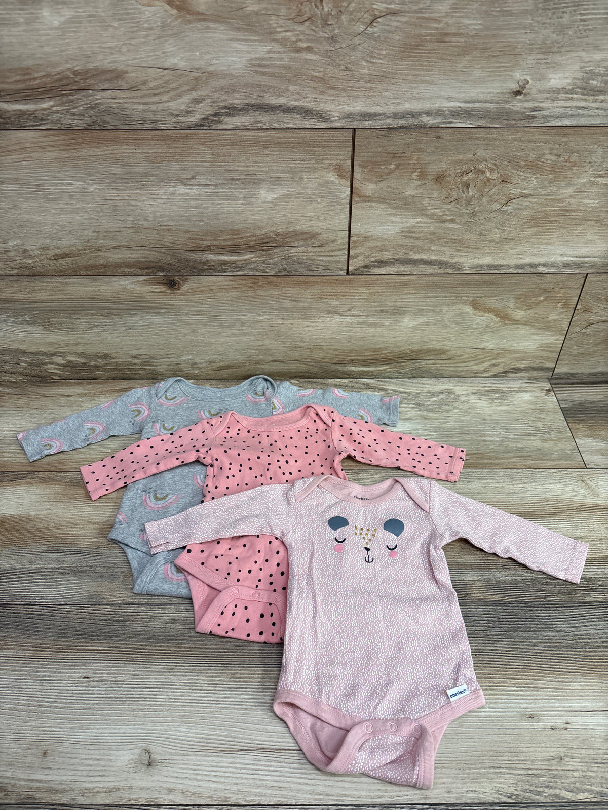Gerber 3pk Bodysuits Pink sz 3-6m