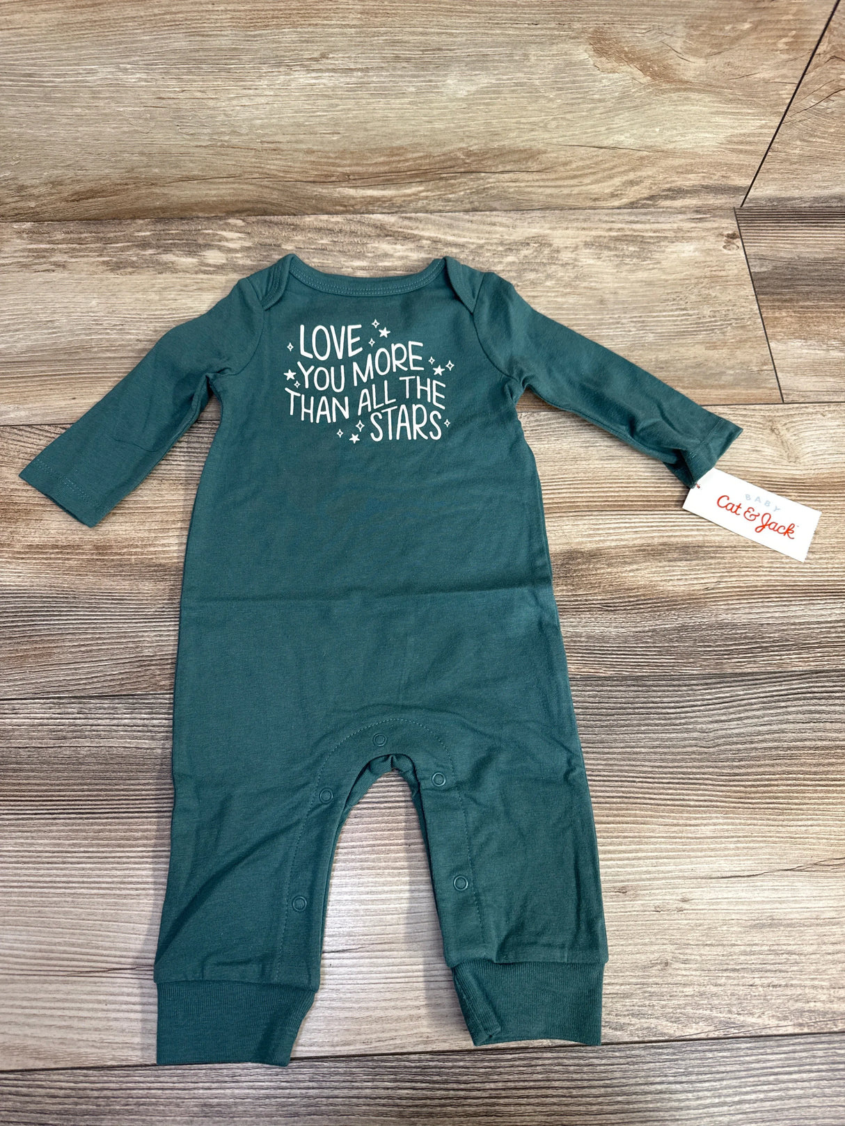 NEW Cat & Jack Love You More Coverall Green sz 0-3m