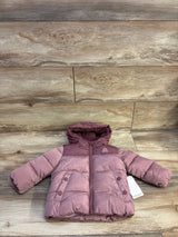 NEW Reebok Hooded Heavyweight Puffer Jacket Dusty Rose sz 12m