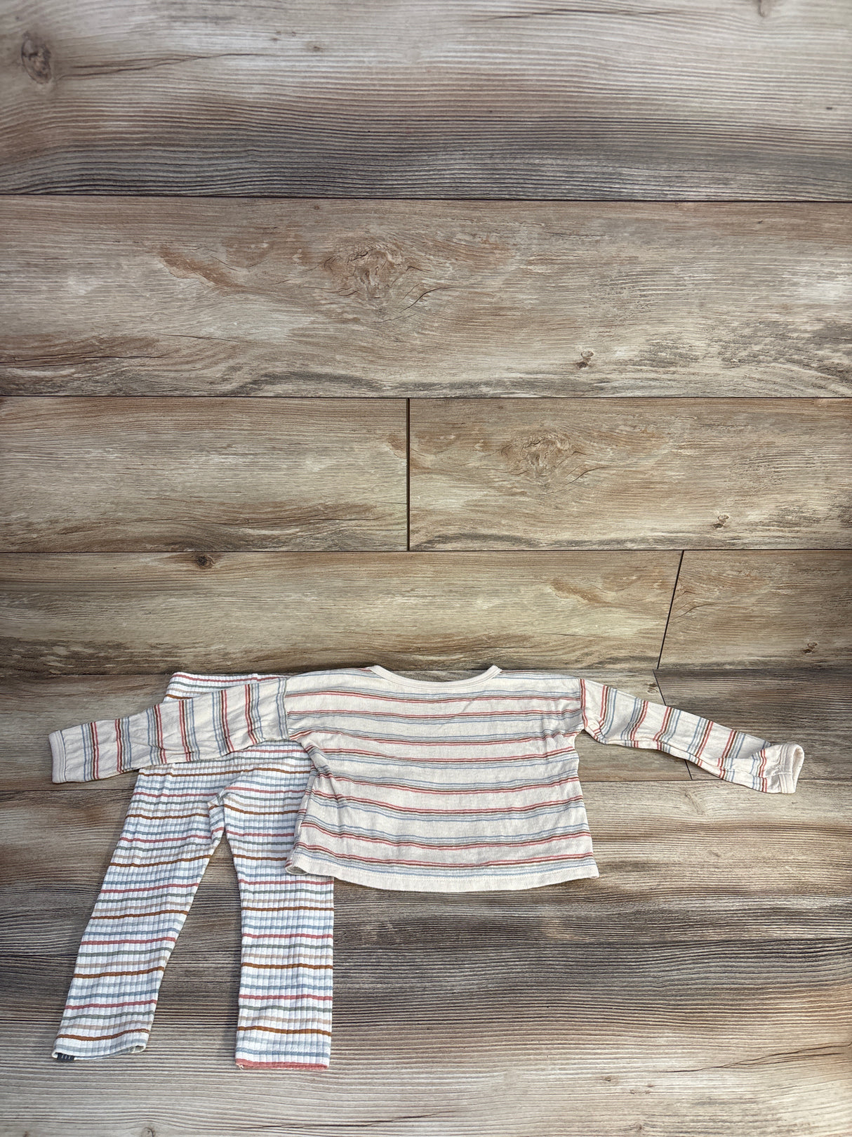 Modern Moments 2pc Ribbed Striped Shirt & Pants Set Ivory sz 24m