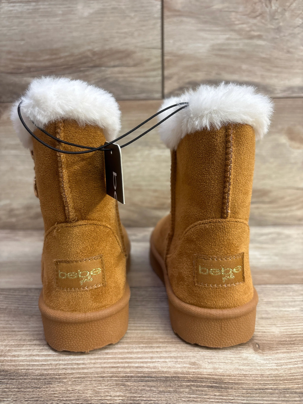 NEW Bebe Girls Faux Shearling Ankle Boots Brown sz 11c