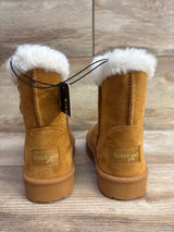 NEW Bebe Girls Faux Shearling Ankle Boots Brown sz 11c
