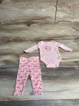 Charlotte & Star 2pc Ribbed All Smiles For Mom Bodysuit & Leggings Pink sz 0-3m