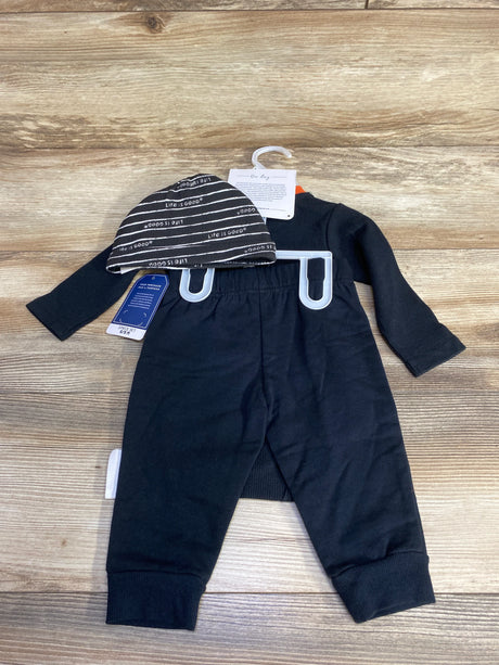 NEW Life Is Good 3pc Boo Crew Set Black sz 6-9m - Me n Mommy To Be