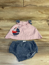 MudPie 2pc Striped Top & Shorts Set Red sz 9-12m