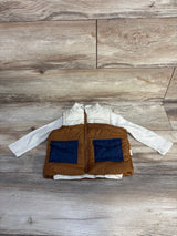 Tahari Baby 2pc Thermal Long Sleeve & Puffer Vest Set Tan sz 12m