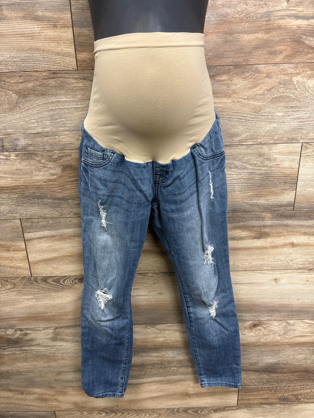 Indigo Blue Full Panel Distressed Maternity Jeans Blue sz Medium