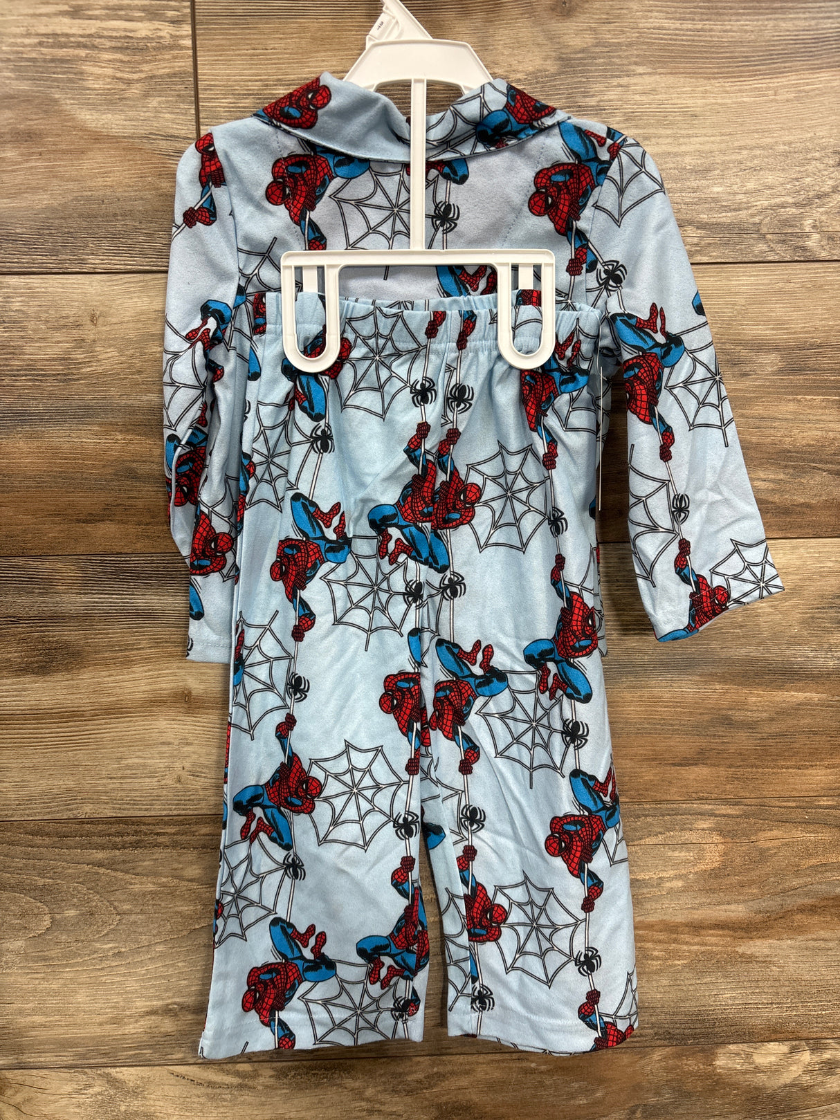 NEW Marvel Spiderman 2pc Coat Style Pajama Set Light Blue sz 3T