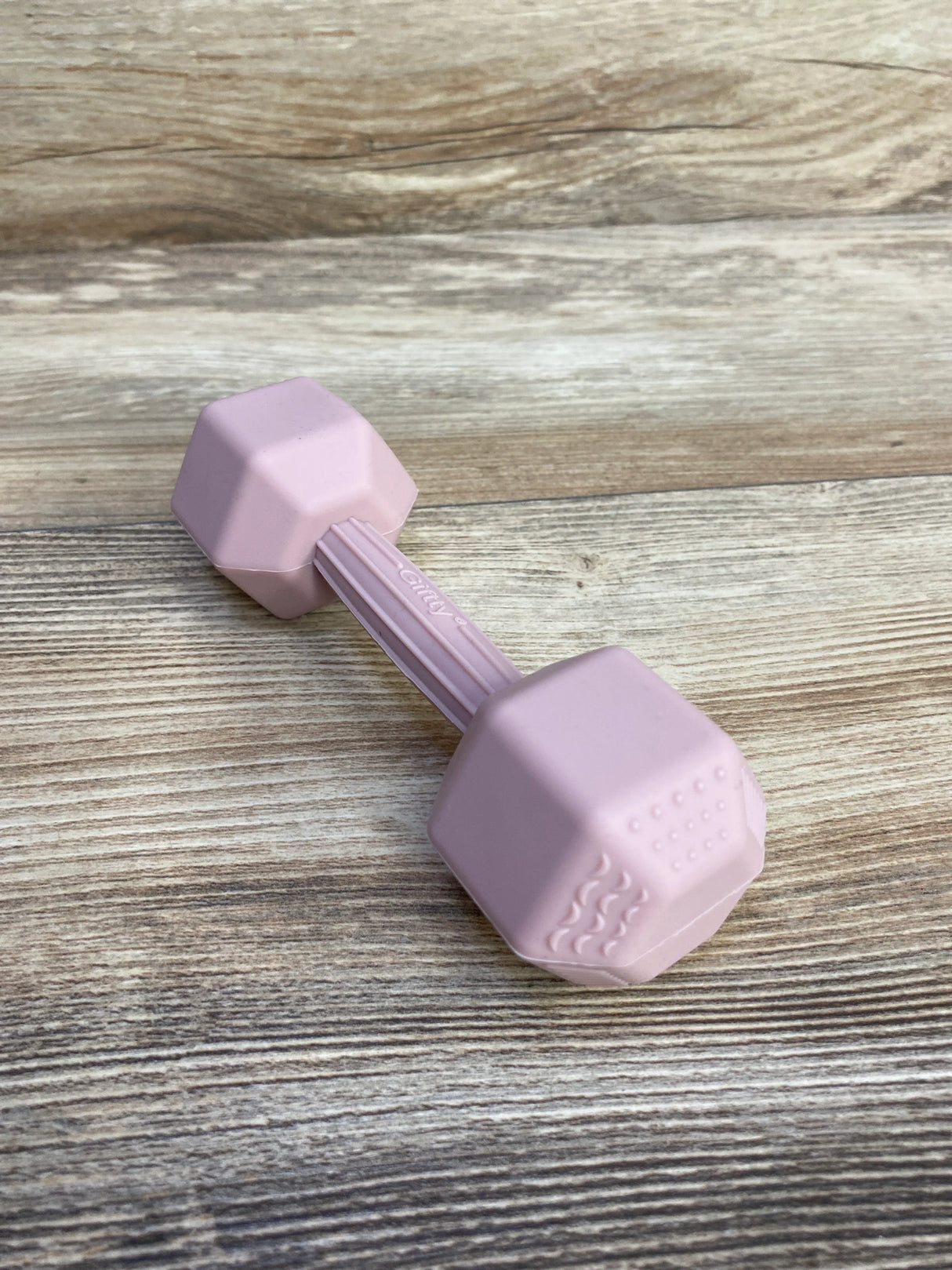 Giffty Silicone Teething Dumbbell in Sandy Brown
