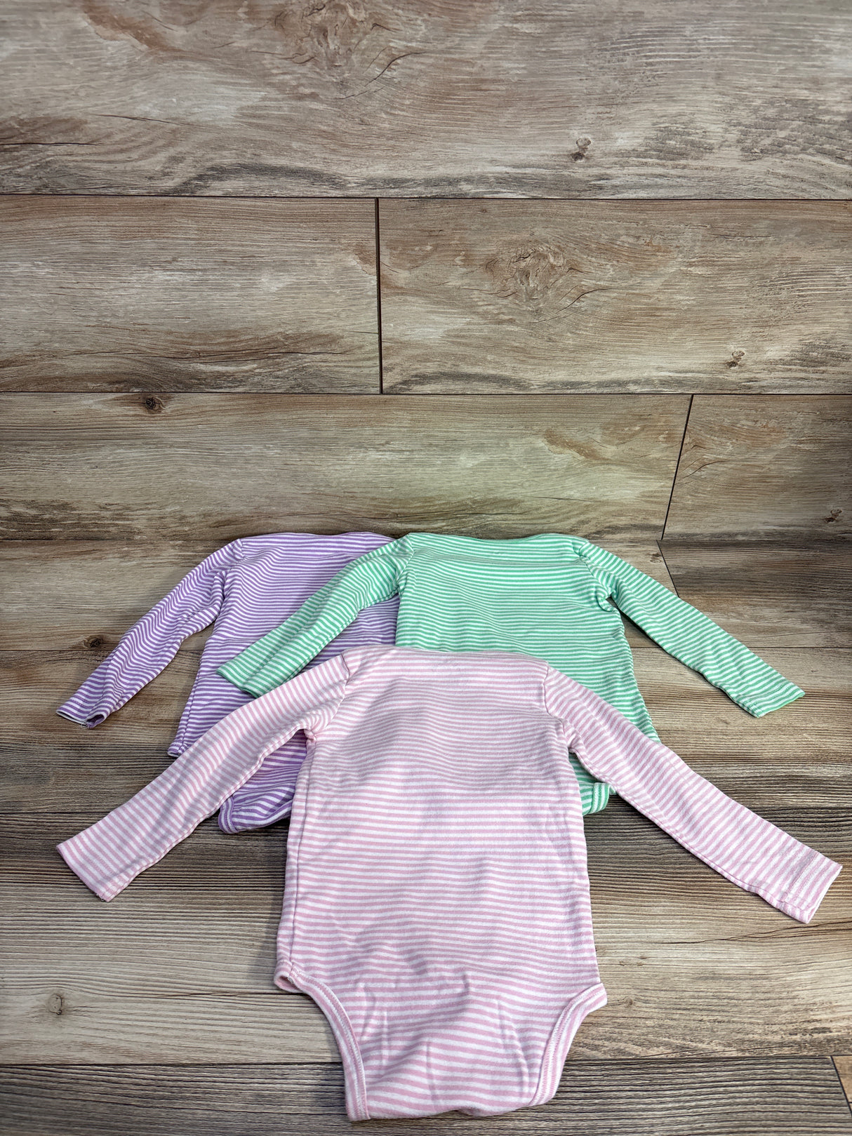Primary 3pk Striped Bodysuits Mint sz 18-24m