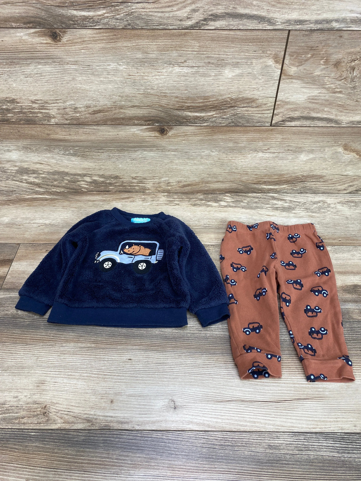 Pekkle 2pc Blue Fleece Rhinoceros Sweatshirt & Pant Set sz 12m