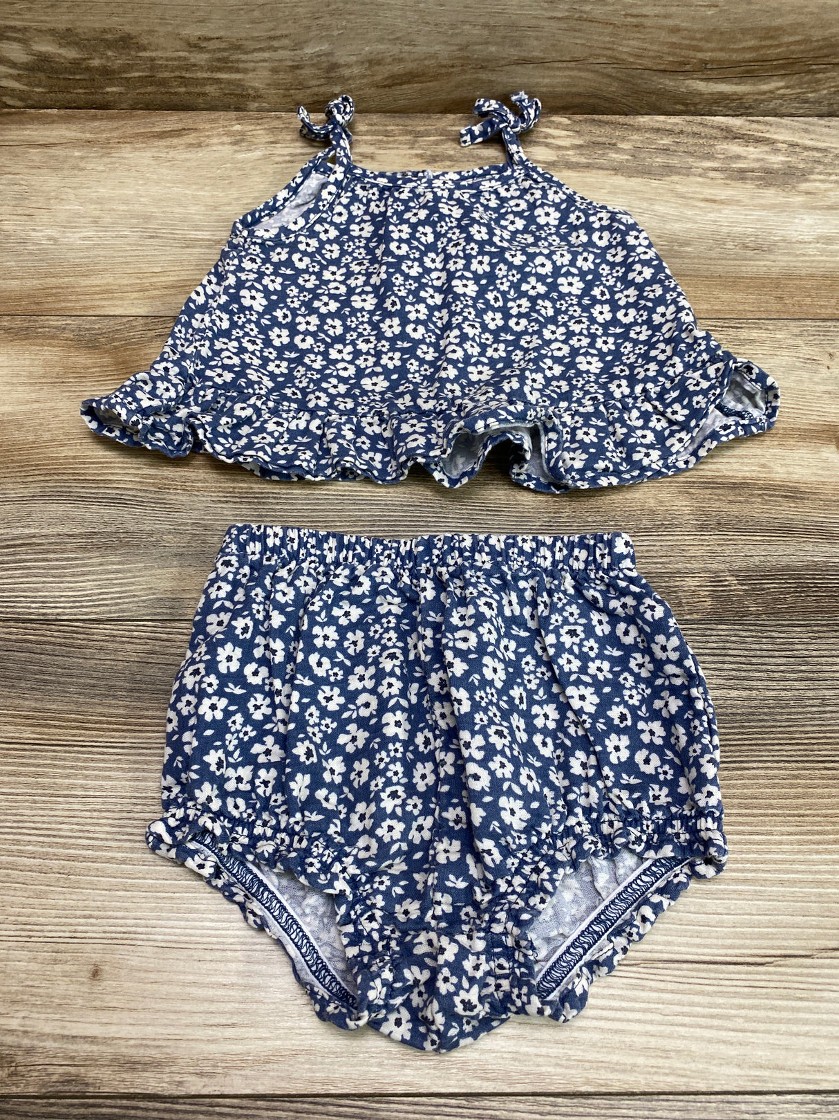 Little Navy 2pc Floral Top & Shorts Blue sz 12-18m