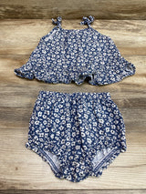 Little Navy 2pc Floral Top & Shorts Blue sz 12-18m