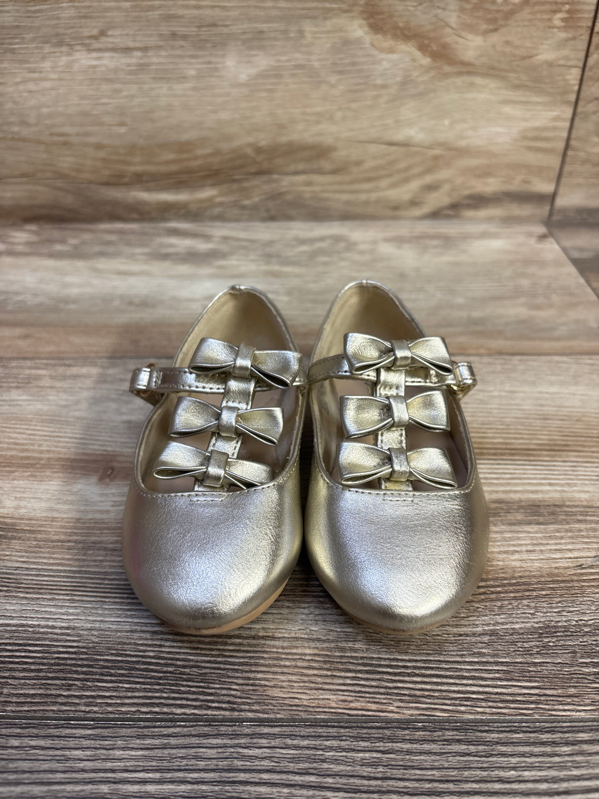 Cat & Jack Mary Jane Bow Ballet Flats Gold sz 7c