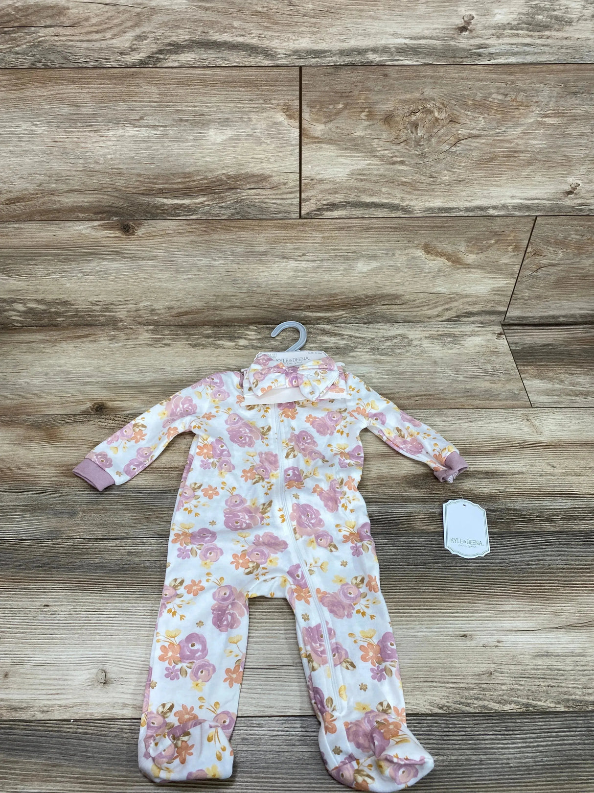 NEW Kyle & Deena 2pc Floral Sleeper & Headband White sz 0-3m