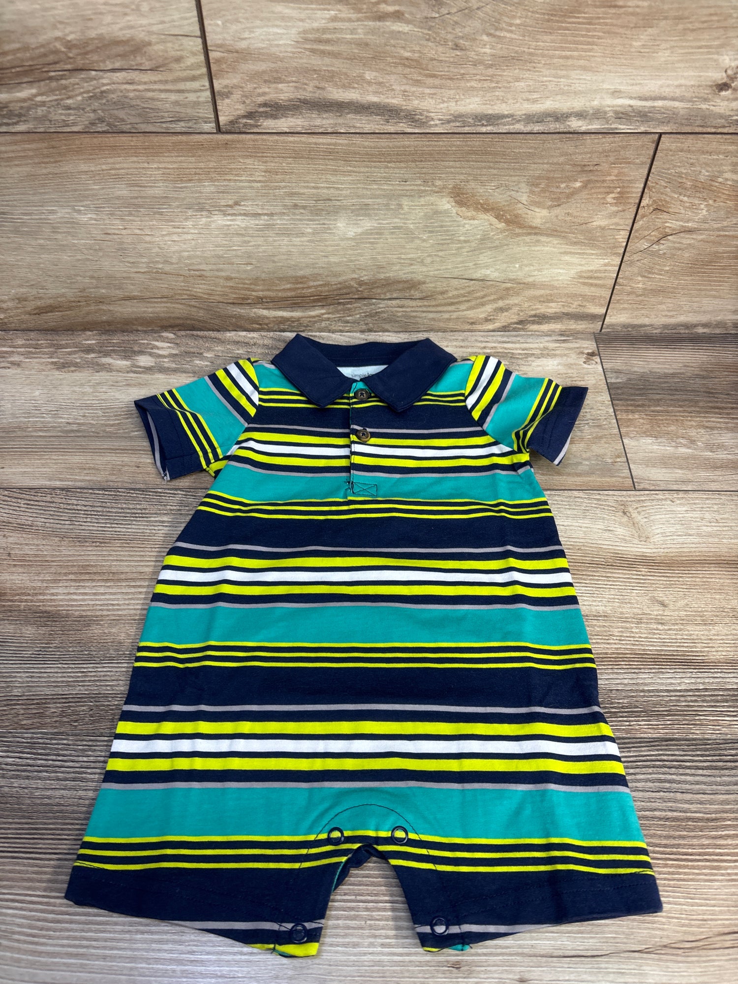NWOT Simple Joys Striped Polo Shortie Romper Navy sz 12m