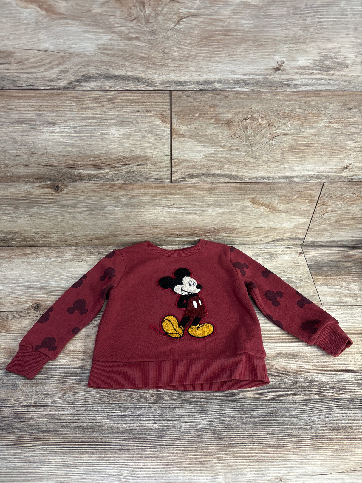Disney Junior Textured Mickey Mouse Sweatshirt Berry sz 2T