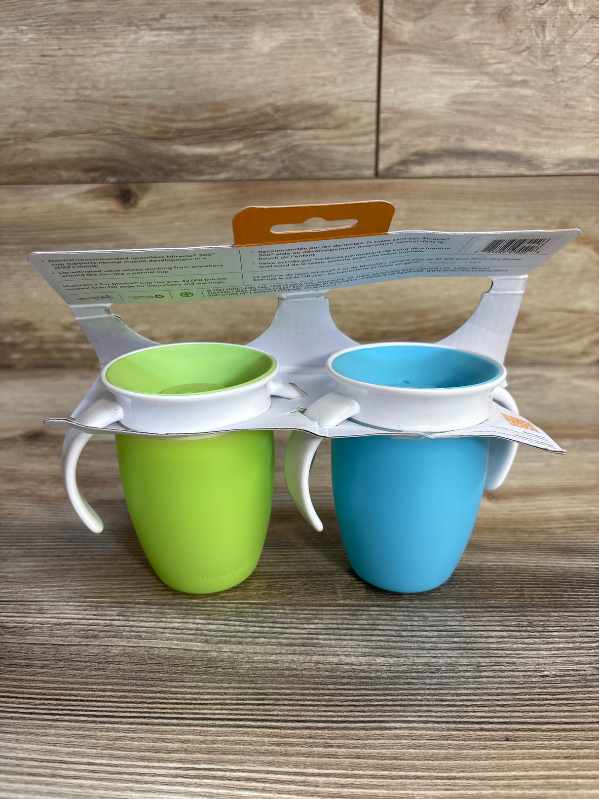 NEW Munchkin Miracle 360 Cup 7oz Green/Blue 2pk