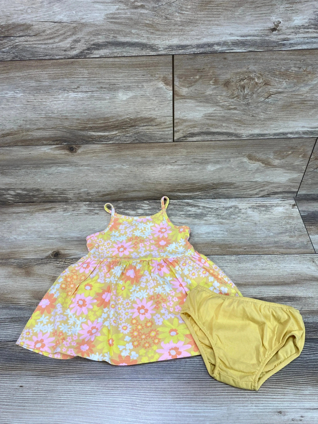 Cat & Jack 2pc Floral Dress & Bloomers Yellow sz 18m