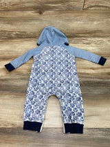 Burt's Bees Baby Hooded Honeycomb Jumpsuit Blue sz 3-6m