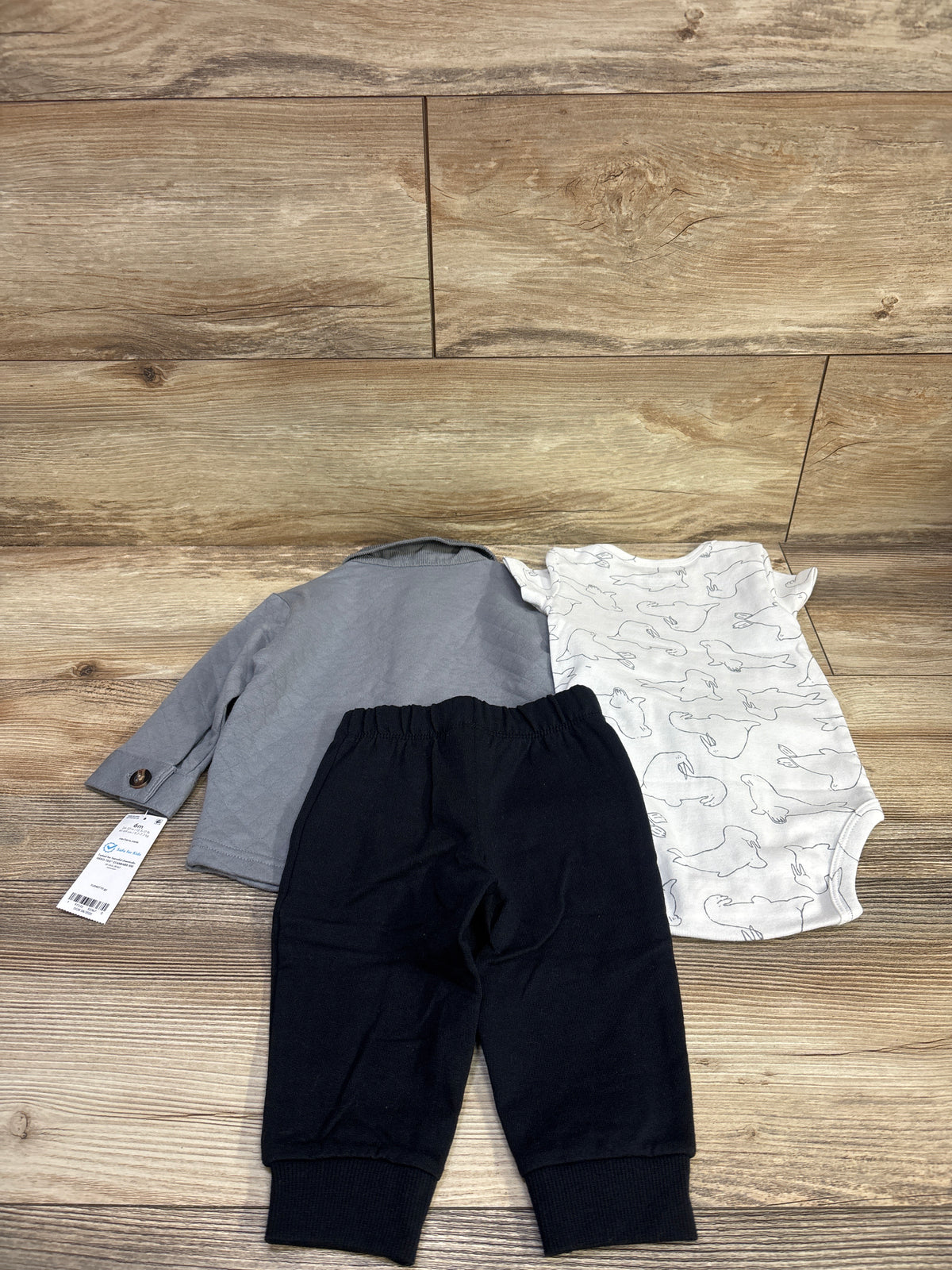 NEW Carter's 3pc Quilted Jacket, Bodysuit, & Pants Set Grey sz 6m
