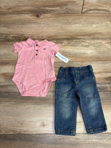 NEW Carter's Henley Polo Bodysuit & Bottoms Set Pink sz 6m