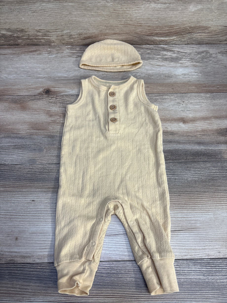 Cloud Island 2pc Pointelle Henley Romper & Hat Yellow sz 0-3m - Me n Mommy To Be