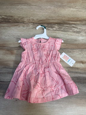 Pink baby dress with bunny print, ruffle sleeves, size 3M, by Just One You made by Carter's