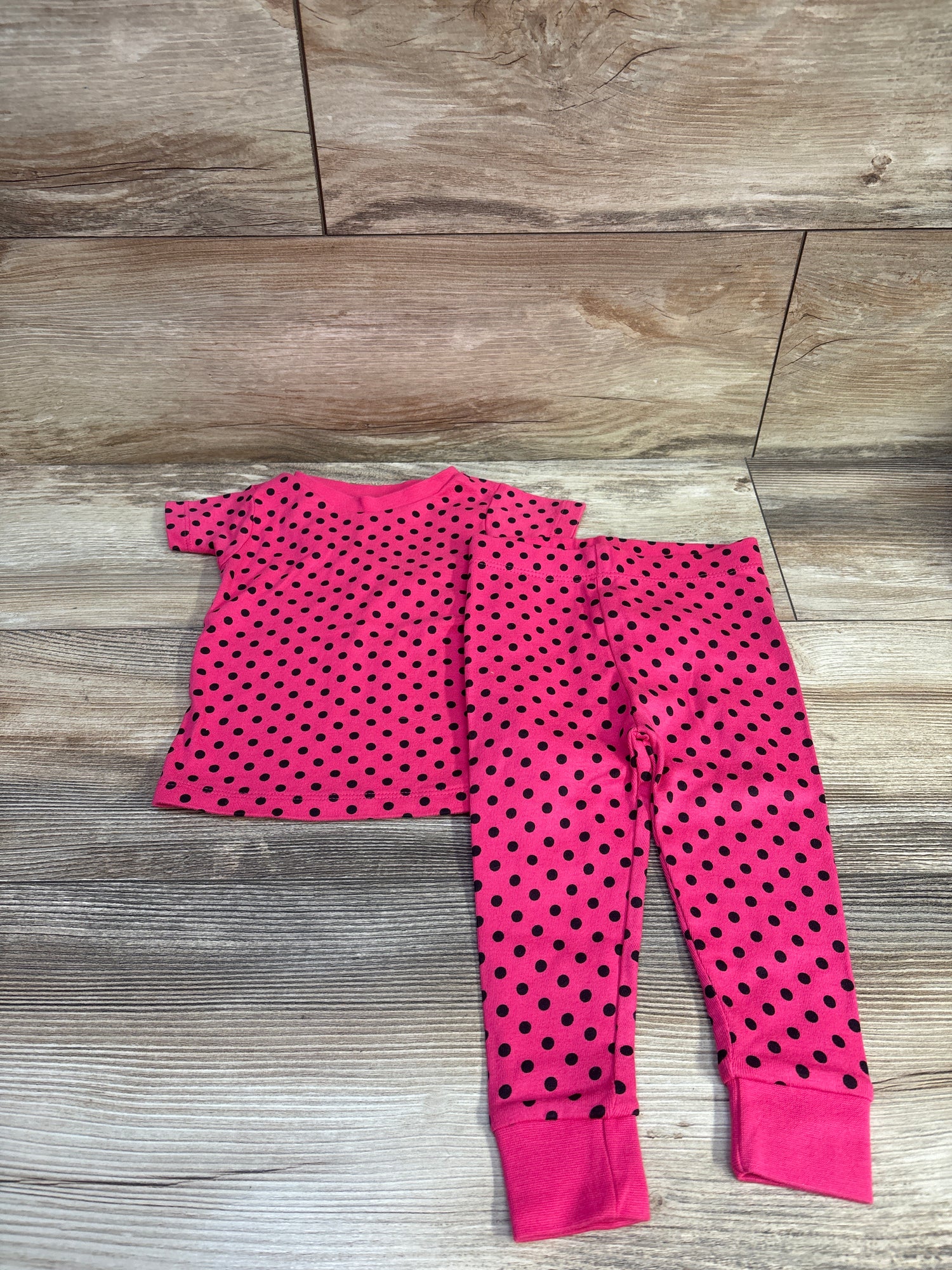 Nice To Meet You 2pc Organic Polka Dot Pajama Set Pink sz 12m