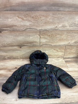 Ralph Lauren Plaid Down Hooded Puffer Jacket Green sz 3T