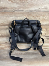 5-in-1 Leather Diaper Bag Backpack, Black