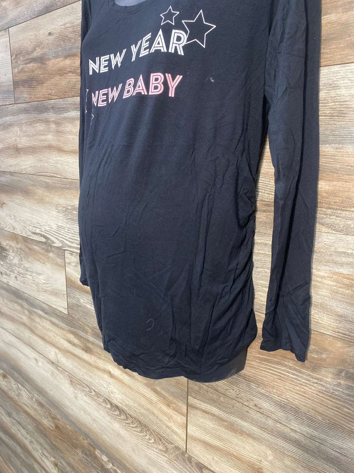 a:glow Maternity New Year New Baby Ruched Shirt Black sz Large