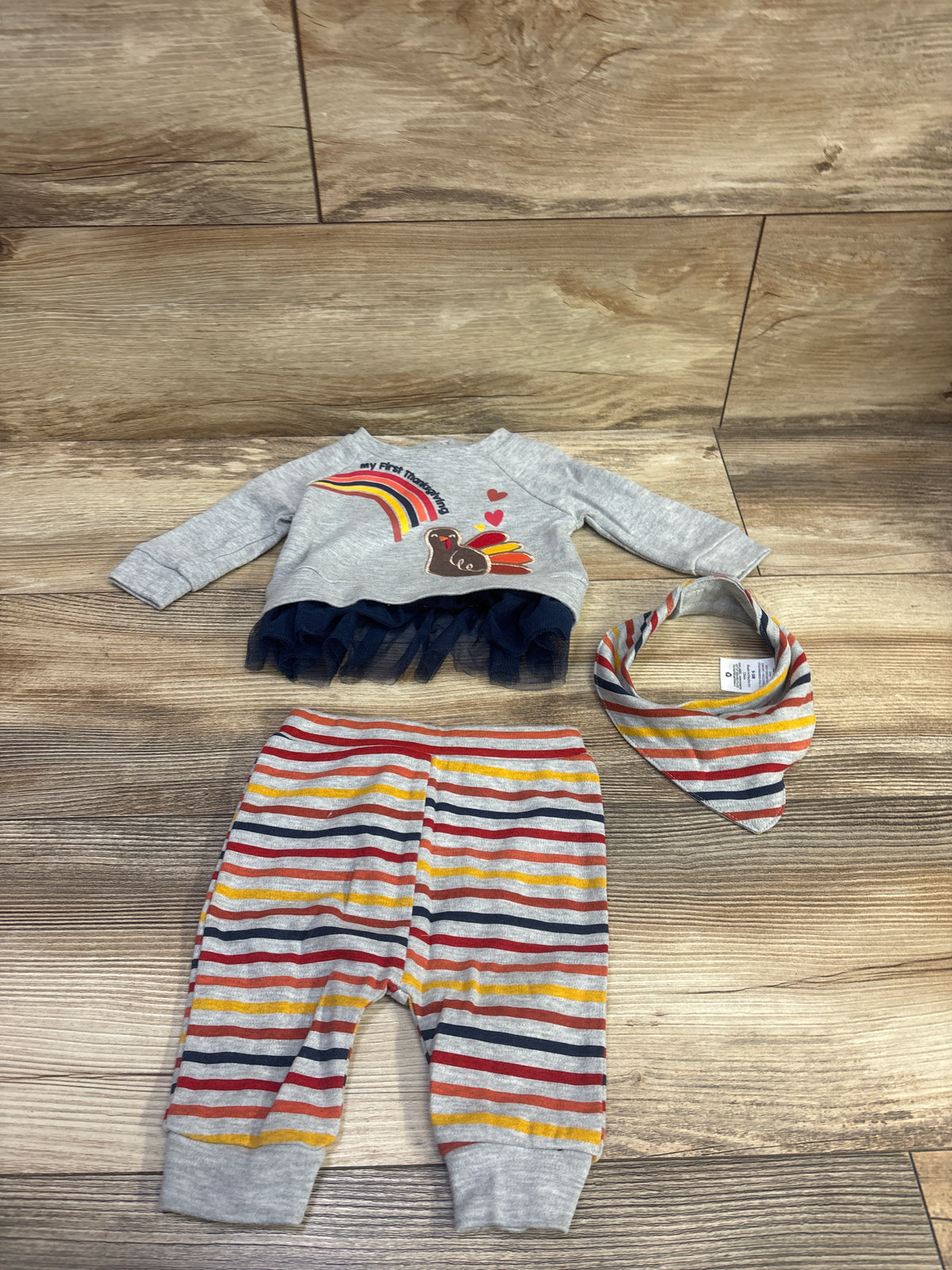 Way To Celebrate! 3pc My First Thanksgiving Sweatshirt Set Grey sz 0-3m