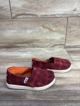 Toms Tiny Alpargata Shoes Plaid Red sz 6c