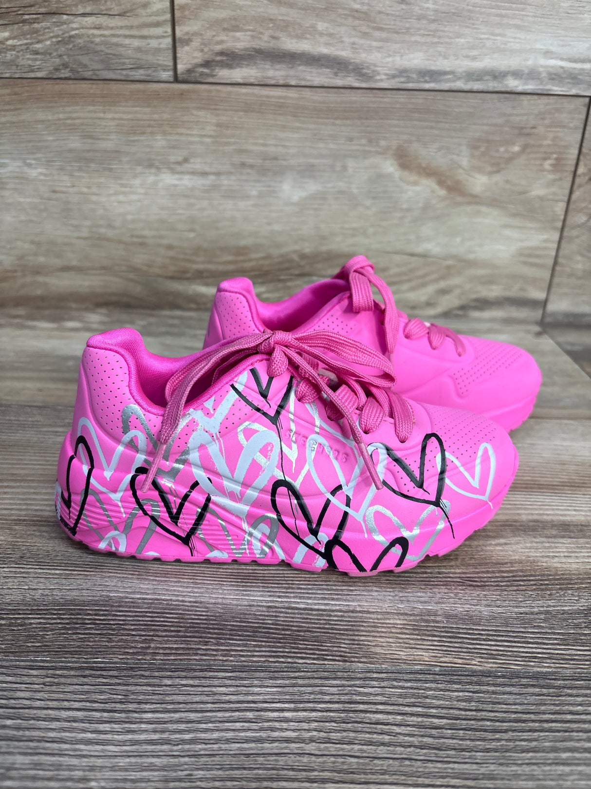 Skechers x JGoldcrown Uno Lite Metallic Love Sneakers Pink sz 12c