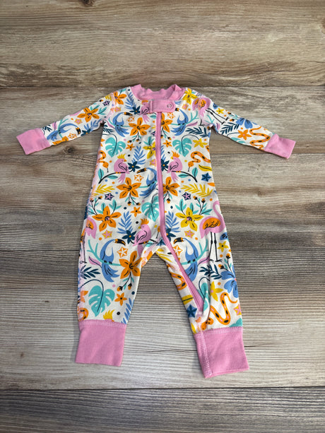 Hanna Andersson Flamingo Floral Footless Sleeper White sz 3-6m - Me n Mommy To Be