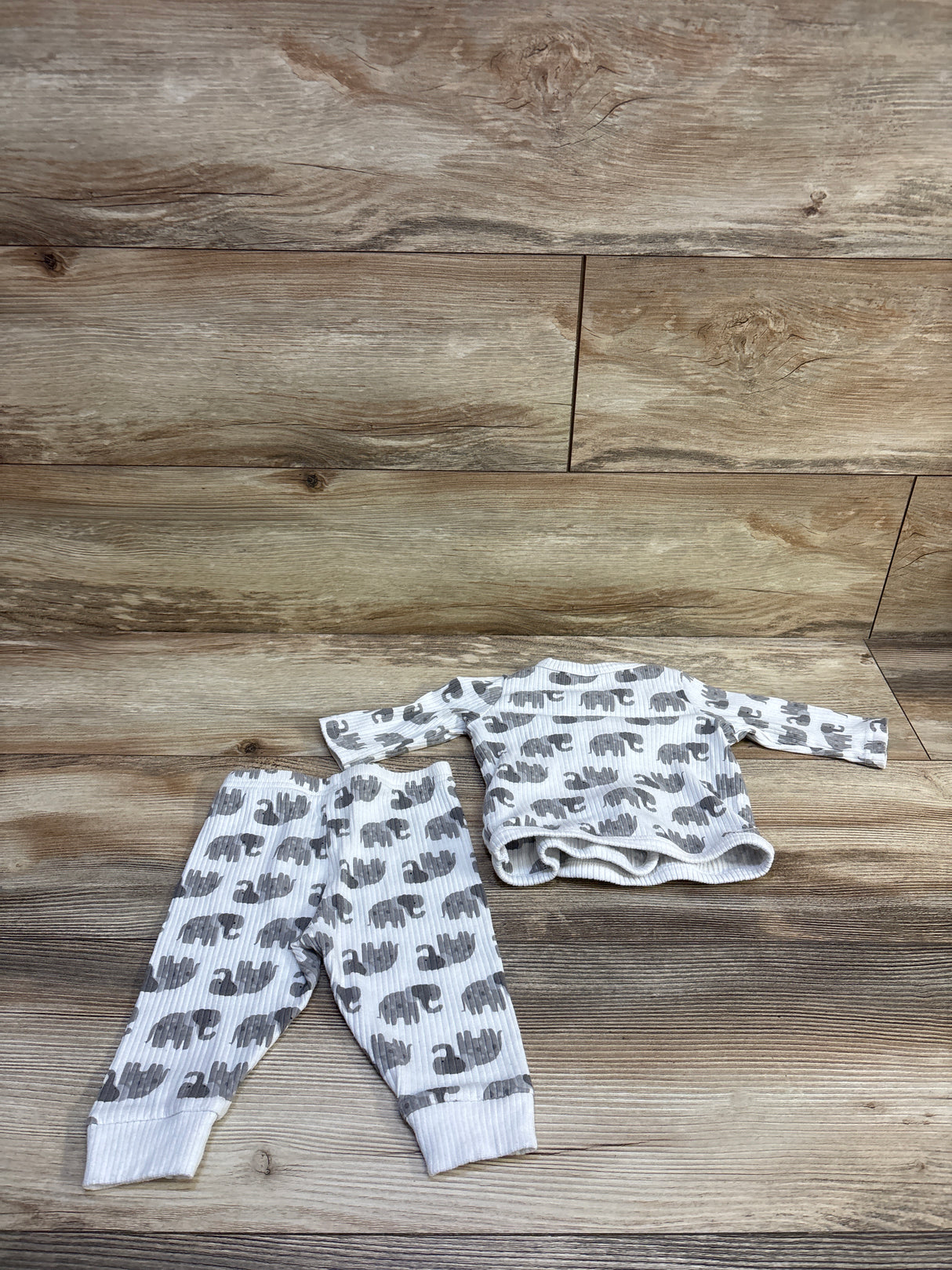 DreamGro 2pc Ribbed Kimono Pajama Set White sz 0-3m