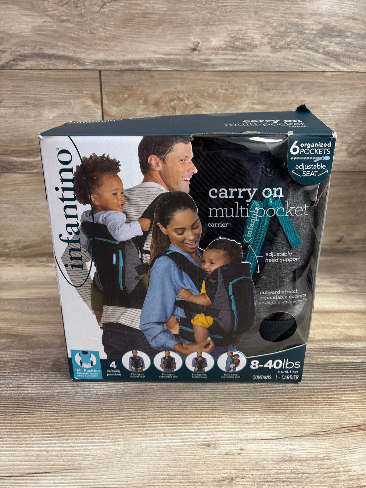 Infantino Carry-On Multi Pocket Carrier, Grey 8-40lbs
