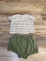 Cat & Jack 2pc Striped Shirt & Shorts Set Cream sz 12m