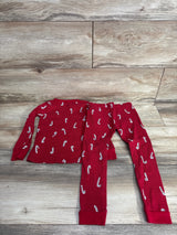 Just One You 2pc Ribbed Candy Cane Pajama Set Burgundy sz 4T