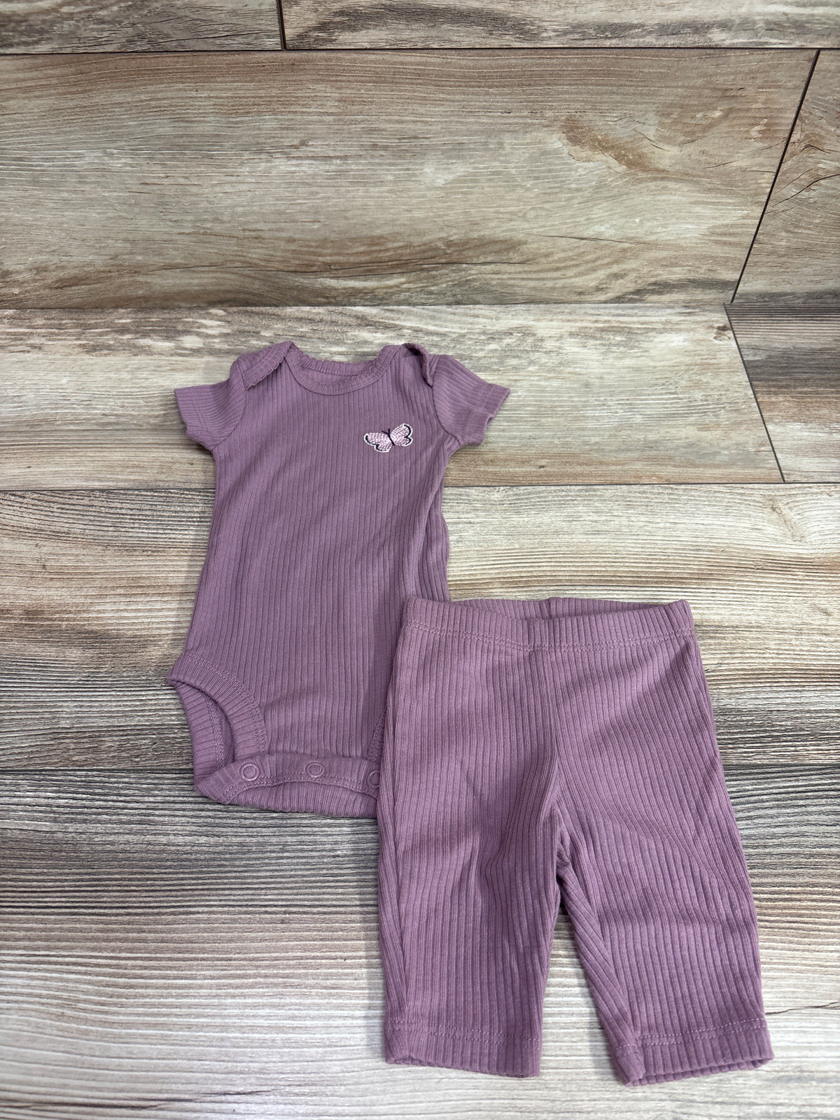 Just One You 2pc Ribbed Bodysuit & Pants Set Purple sz Newborn