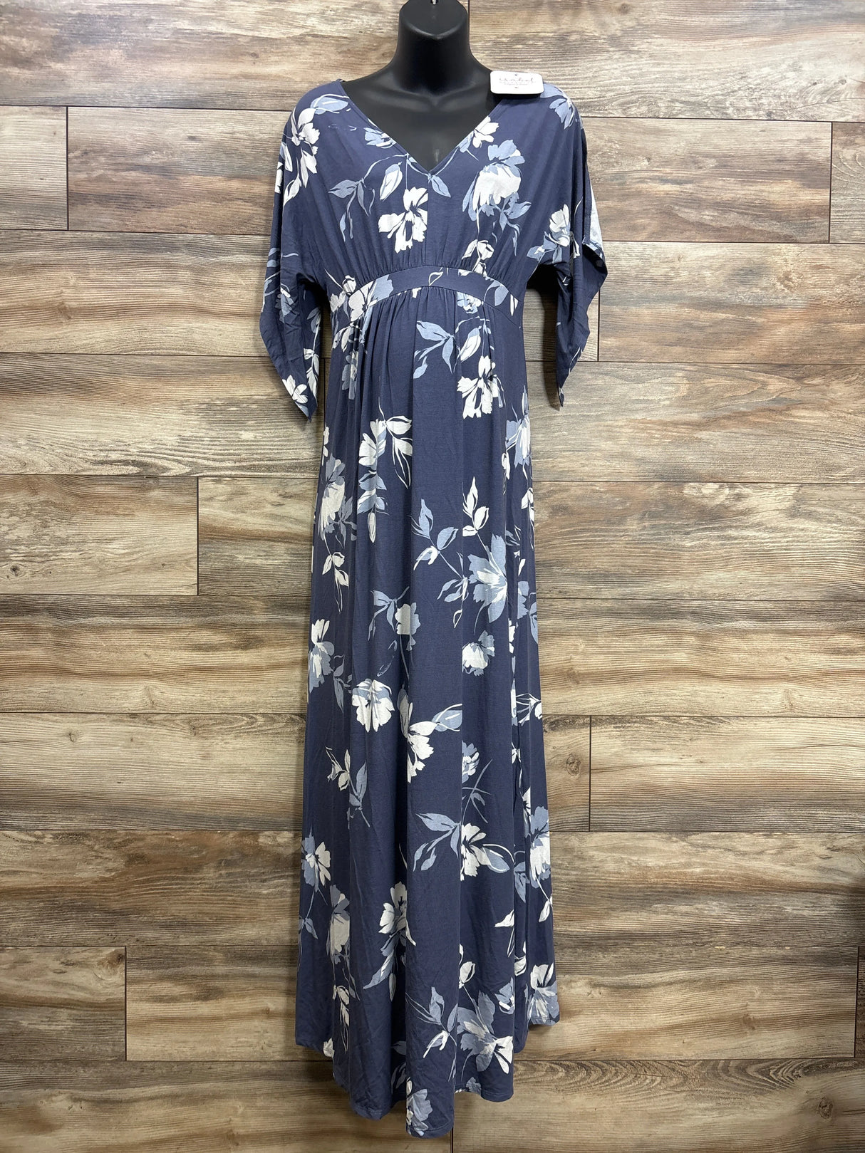 NEW Isabel Maternity 3/4 Sleeve Floral Dress Navy sz Medium